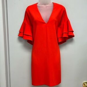 Zara Red Frilled Sleeve Mini Dress Size XL